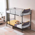 Karl home Black Bunk Bed Twin Over Twin, Metal Bunk Bed with Built-in Ladder and Safety Guardrail, Space-Saving Twin Bunk Beds for Kids, Teens & Adults, No Box Spring