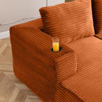 132 Inch Modular Sectional Sleeper Sofa, Boneless Cloud Couch for Living Room, U Shaped 5 Seat Sofa with 2 Cup Holders, Free Combination, No Assembly Required (Orange)