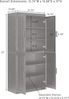 Crosley Furniture Essen Kitchen Pantry Storage Cabinet with Doors and Shelves, Entryway, Bathroom, Black