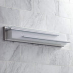 Possini Euro Design Jada Modern Wall Mount Light LED Chrome Silver Hardwired 26 1/4" Wide Light Bar Fixture Rectangular White Glass Shade for Bathroom Vanity Mirror House Home Room Decor