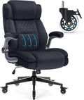 Large High Back Office Chair with Flip Arms- Executive Desk Chair with Locking Wheels, Adjustable Lumbar Support, Ergonomic Breathable Fabric Computer Chair Prevents Cats Scratching