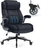 Large High Back Office Chair with Flip Arms- Executive Desk Chair with Locking Wheels, Adjustable Lumbar Support, Ergonomic Breathable Fabric Computer Chair Prevents Cats Scratching