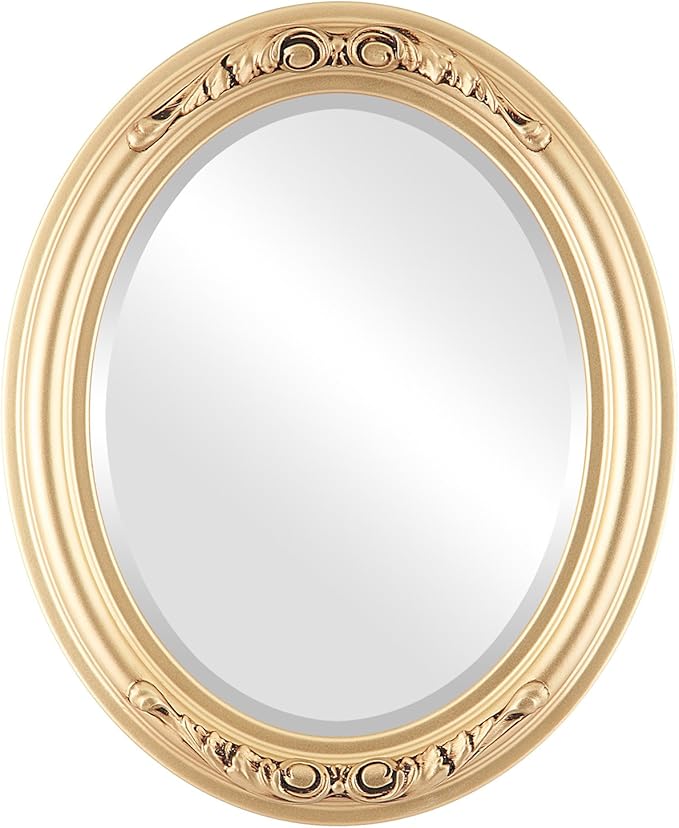 OVALCREST Oval Beveled Wall Mirror for Home Decor - Florence Style - Gold Spray - 40" x 28"