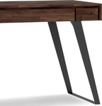 SIMPLIHOME Lowry Small Desk - 44-Inch Wide Solid Acacia Wood and Metal Writing Desk in Distressed Charcoal Brown, Modern Industrial Home Office Table with 2 Drawers and Flip-Down Keyboard Tray