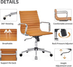 COROCC Office Desk Chair Modern Conference Room Task Chairs Leather Computer Swivel Excutive Ribbed Ergonomic Rolling Comfortable Chair for Home Office