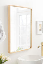 Kate and Laurel McLean Modern Wood Round Rectangle Wall Mirror for Mid-Century Home Décor, 24x30, Natural