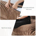 Modular Sectional Sofa, Convertible U Shaped Couch with Chaise Ottoman, Deep Seat Cloud Sectional Couch, 6 Seat Comfy Modular Sofa for Living Room, Office, Apartment, Brown