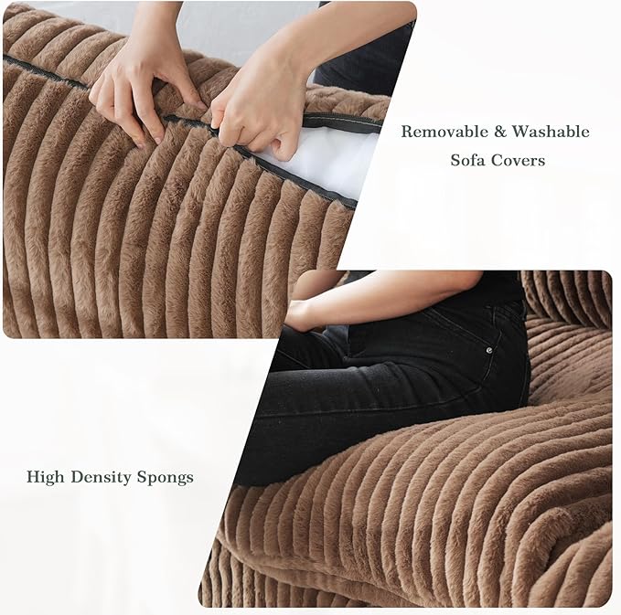 Modular Sectional Sofa, L Shaped Sofa with Chaise Ottoman, Deep Seat Cloud Sectional Couch, Couch Cushion Covers Removable, Comfy Modular Sofas for Living Room, Office, Apartment, Brown