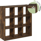 Furinno Cubicle Book Shelf, 9-Cube Thick Frame Bookshelf, Reversible Bookcase with Open Back, 14.6 x 43.8 x 43.8, for Living Room, Bedroom, Home Office, Amber Pine