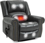 Recliner Chairs for Adults, Oversized Bedroom Chair with Massage, Sofa Chair Home Theater Seating with Lumbar Support, Lift Chair for Elderly, Nursery Chair for Living Room (Breathable Leather)