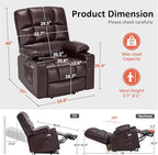 MCombo Large Dual Motor Power Lift Recliner Chair for Elderly, Massage and Heat, Lay Flat, Zero Gravity, Home Button, USB Port, Faux Leather 7680 (Dark Brown, Large)