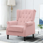 Artechworks Winged Fabric Modern Accent Chair Tufted Arm Club Chair Linen Single Sofa with Wooden Legs Comfy Upholstered for Reading Living Room Bedroom Office, Pink