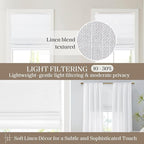 Madison Park Kyler Cordless Roman Shades - Single Panel, Lightweight Linen Blend Fabric, Natural Design, Easy Installation, Light Filtering Window Blind, Bedroom, Living Room Decor 31"W x 64"H White