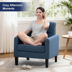 Accent Chair, Mid Century Modern Living Room Chairs Comfy Reading Chair with Upholstered Cushion Relax Armchair for Bedroom Apartment,Office, Blue