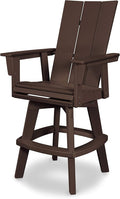 POLYWOOD® Modern Curveback Adirondack Swivel Bar Chair in Mahogany