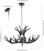 JONATHAN Y JYL6300C Eldora 30" Adjustable Resin Antler 5-Light LED Chandelier, Glam, Rustic,Cottage,Transitional, Dimmable Dining Room, Living Room, Kitchen, Foyer, Bedroom, Black