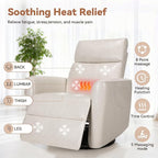 Himimi Power Massage Recliner Chair, Oversized Swivel Rocker Chair with Massage and Heat, Glider Recliner for Adults, USB Charging, Side Pocket, Nursery, Living Room, Bedroom, Ivory