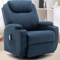 Recliner Chair, Rocking Chair with Heat and Massage, Swivel Recliner Chairs for Adults, Rocker Manual Recliner with Remote Control and Cup Holder for Living Room, Bedroom