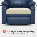 MCombo Extra Wide Power Lift Recliner Chair for Elderly, Lift Chair with Heat and Massage for Big People, USB&Type C Ports, Cup Holders, Faux Leather R7045 (Blue, Medium-Wide)