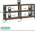 LITTLE TREE Console Table with Storage Shelves, 70.9" Industrial 3-Tier Sofa Table for Living Room, Long Foyer Table Entryway Table for Hallway, Front Door, Entrance, Rustic Brown & Black