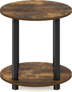 Furinno Turn-N-Tube Simple Design 2-Tier Round Wooden Small Coffee Table, Amber Pine