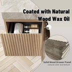 48 Inch Floating Bathroom Vanity with Sink, Wall-Mounted Bathroom Vanity with Drawer and 2 Doors, Light Gray Sintered Stone Countertop and Ceramic Basin, Pre-Assembled, White Oak Woodgrain