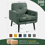 Accent Chair Set of 2, Fabric Modern Chair with Wooden Frame, Cozy Armchair Reading Chair with Comfy Back for Apartment, Living Room, Bedroom, Waiting Room, Small Space, Corner, Green