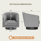 360° Swivel Accent Chairs Set of 2, Modern Bucket Chair, Corduroy Barrel Armchair, Comfy Boucle Chair, Single Sofa for Living Room Bedroom. Dark Grey