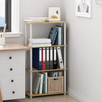 Furinno Turn-N-Tube 4-Tier Multipurpose Shelf Display Rack, Round Tubes, Blonde Maple/White