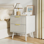 LYNSOM Fluted Dresser and Nightstand Set, 3 Pieces Bedroom Set, 55 Inch Wide 6-Drawer Dresser & 2-Drawer Nightstands Set of 2, Modern Dressers Set for Bedroom, Hallway, White