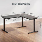 SANODESK L Shaped Standing Desk Adjustable Height, Electric Corner Standing Desk, 63 x 55 inch Sit Stand Computer Table with Splice Board, Black