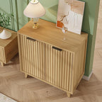 Fluted Cabinet with Storage, 2 Doors Sideboard Buffet, Mid Century Modern Accent Cabinet with Adjustable Shelves, Multifunctional Console Table with Storage for Living Room, Kitchen, Entryway
