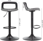 NOBPEINT Contemporary Chrome Air Lift Adjustable Swivel Bar Stool, Set of 2, Black