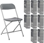 80 Pack Plastic Grey Folding Chairs,Portable Party Chairs Stackable Commercial Seats with Steel Frame for Office Home Outdoor Indoor Wedding Party Patio Dinning Events,350lbs Capacity