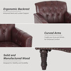 Faux Leather Accent Chair, PU Leather Modern Comfy Upholstered Armchair with Wood Legs & Nailhead Trim for Living Room, Bedroom