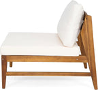 Christopher Knight Home Suri Set of 2 Acacia Wood Lounge Chair Outdoor, Contemporary Accent Chair Set with Weather Resistant Cushion, Deep Seating Armless, Comfy Patio Chairs, Teak + Cream