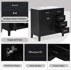 Favfurish 36" Bathroom Vanity with Sink Combo,Bathroom Vanity Cabinet with Two Soft-Closing Doors and Four Drawers,Free Stading Vanities w/Modern Design,for Bathroom,Easy Assembly,Black