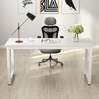 Tribesigns Computer Desk, 55 inch Large Office Desk Computer Table Study Writing Desk for Home Office, White + White Leg