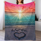 Ocean Beach Blanket - Love Gifts for Women & Men, Soft Warm Cozy Fleece Throw Blanket for Kids & Adults, 60"x80"