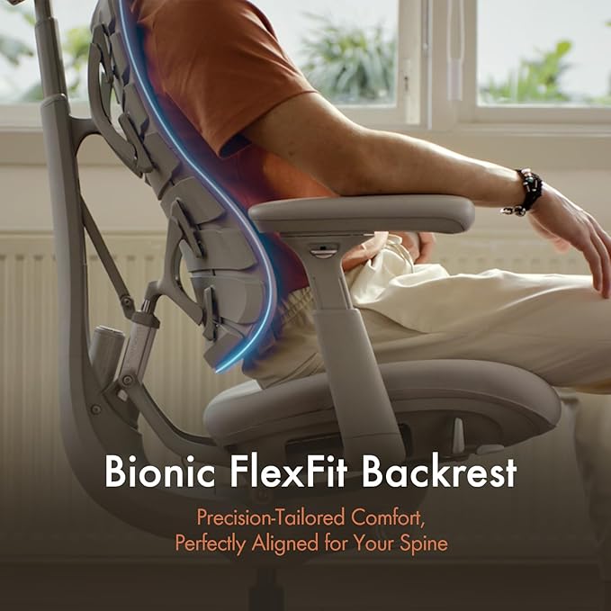 LiberNovo Dynamic Ergonomic Office Chair - Comfy Adjustable Desk Chair with Adaptive Lumbar Support, 160° Recline & Built-in Spine Stretch for Back Comfort, Home Office Long Hours Use, Black+48cm