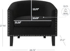 BELLEZE Barrel Chairs Set of 2, Modern Accent Tub Club Chairs Armchairs for Living Room, Upholstered Accent Chairs with Silver Nail Head Trim Black Legs - Kyara (Black/Polyester)
