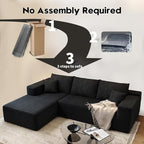 107.5" Cloud Modular Sectional Sofa Couch with L-Shape Chaise,Modern Minimalist Upholstered Couches for Living Room Bedroom,Deep Seat Corner Couch，No Assembly Required (Black,Left Facing Chaise)
