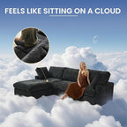 WJShome 100 Inch U Shaped Modern Sofa Modular Sectional Cloud Couch with 2 Ottoman, 4-Seat Chenille Deep Seat Couches for Living Room, Bedroom and Apartment，Black