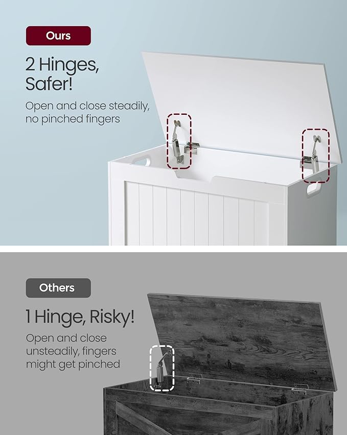 VASAGLE Storage Chest, 29.9 Inches Width Storage Bench, Entryway Bench with 2 Safety Hinges, Shoe Bench, Farmhouse Style, for Entryway, Bedroom, Living Room, Cloud White ULHS11WT