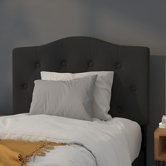 BizChair Tufted Upholstered Twin Size Headboard in Black Fabric