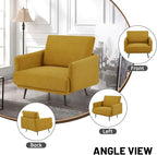 Oversized Accent Chair for Living Room Chairs Reading Arm Chair Comfy Modern Single Sofa Side Chairs with Metal Legs & Soft Cushion for Bedroom, Waiting Room (Velvet Yellow, Set of 2)
