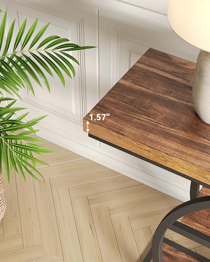 LITTLE TREE Console Table, 4-Tier Entryway Table, 41.3-Inch Industrial Sofa Table for Living Room, Foyer Hallway Table for Entrance, Rustic Brown and Black