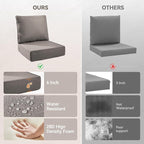 Luxury 6" Outdoor Cushions for Patio Furniture, 24x24x6" Thick Seat Cushion Set of 6, Fade Resistant Couch Chair Replacement Cushions High Density Deep Wicker Chair Cushion w/ Removable Cover Gray