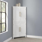 Crosley Furniture Roarke Corner Kitchen Storage Pantry Cabinet with Shelves, Kitchen, Dining, Laundry Room, White