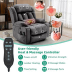 VIVIJASON Tall Man Dual Motor Power Lift Recliner Chair with Extended Footrest, Oversized Lay Flat Sleeper Electric Recliner W/Heat & Massage, Lumbar Pillow, USB & Type-C Ports, Infinite Position